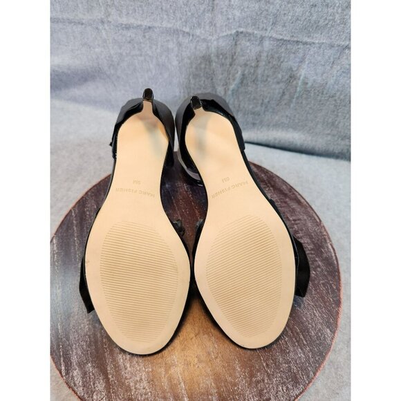 Marc Fisher Brodie Black Patent Leather Bow Heeled Sandals Size 9M - Picture 7 of 9